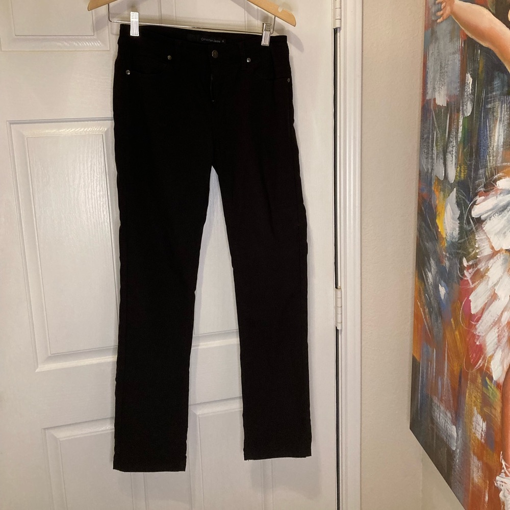 CALVIN KLEIN BLACK STRAIGHT LEG SIZE 6 JEANS STRETCHY VISCOSE/NYLON BLEND
